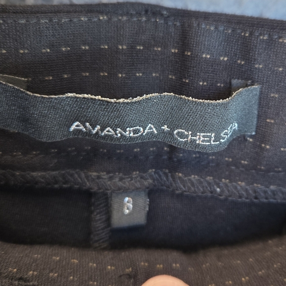 Amanda & Chelsea Women's Dress Career Pants Sz 8 Thick Stretchy Black Tiny Dots - Picture 5 of 12